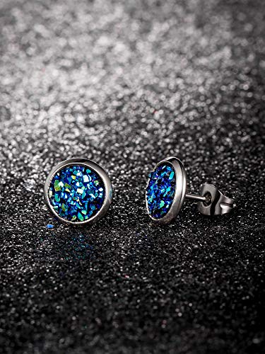 Set of 20 Stainless Steel Druzy Stud Earrings