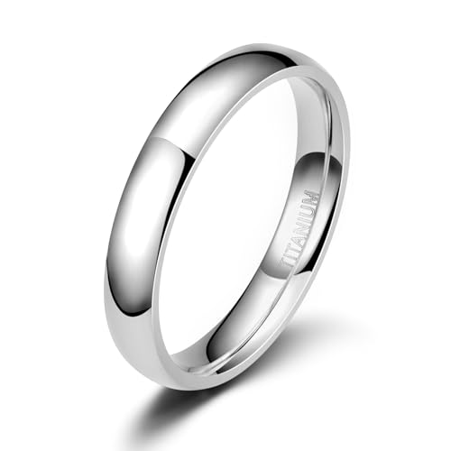 TIGRADE Titanium Wedding Band Plain Dome Comfort Fit
