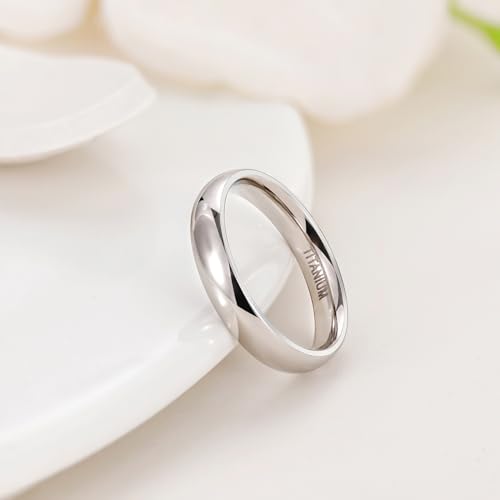 TIGRADE Titanium Wedding Band Plain Dome Comfort Fit