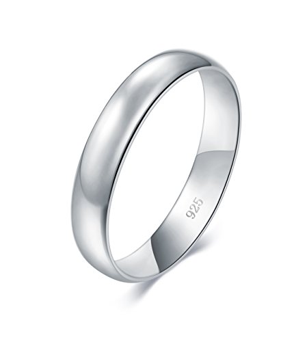 BORUO 925 Sterling Silver Band Ring, Size 7