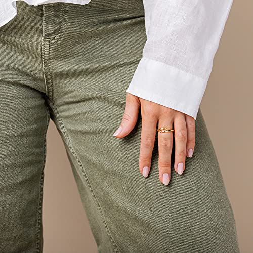 PAVOI 14K Gold Plated Twist Eternity Band Size 6