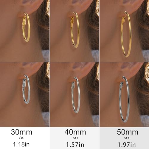 6 Pairs Stainless Steel Hoop Earrings Set - Silver, Gold