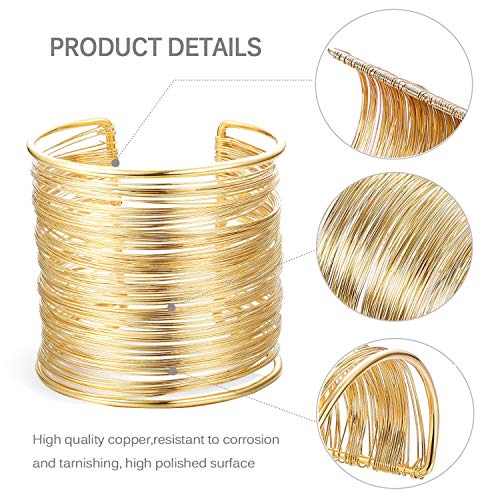 Gold Wire Wrap Bracelet Set for Women