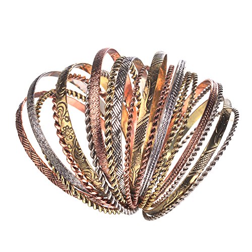 Flower Aztec Multi Bangle Set - LUX Accessories