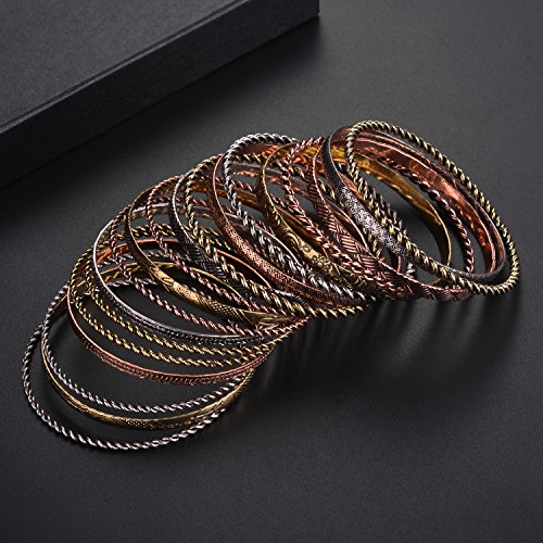 Flower Aztec Multi Bangle Set - LUX Accessories