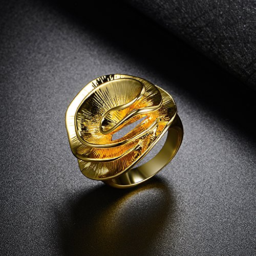 Mytys 18K Gold Plated Flower Statement Ring Size 8