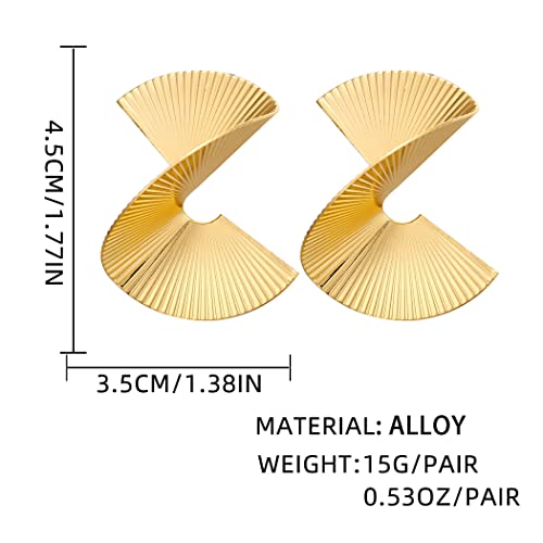 Geometric Gold Zinc Statement Earrings for Women & Girls