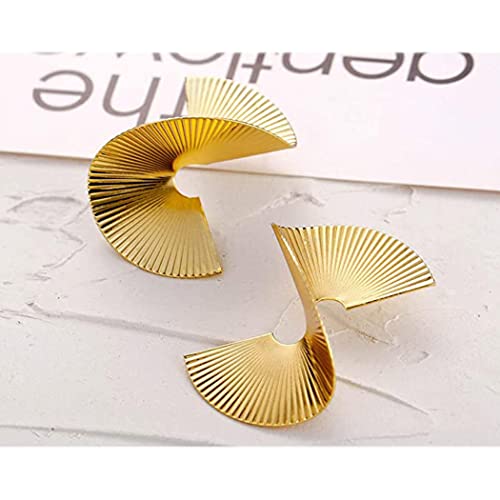 Geometric Gold Zinc Statement Earrings for Women & Girls