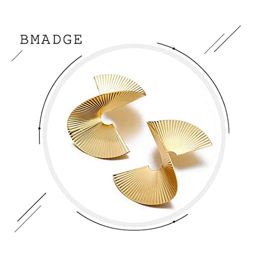 Geometric Gold Zinc Statement Earrings for Women & Girls