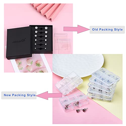 6 Pairs Clear Cubic Zirconia Stud Earrings Set