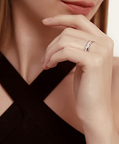 TIGRADE Titanium Eternity Wedding Band with Square CZ