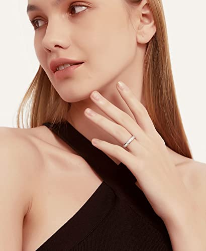 TIGRADE Titanium Eternity Wedding Band with Square CZ