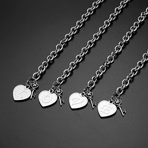 Heart Initial Charm Bracelet - Engraved Women's Jewelry