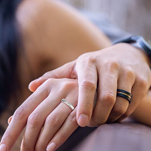 TIGRADE Titanium Eternity Wedding Band with Square CZ