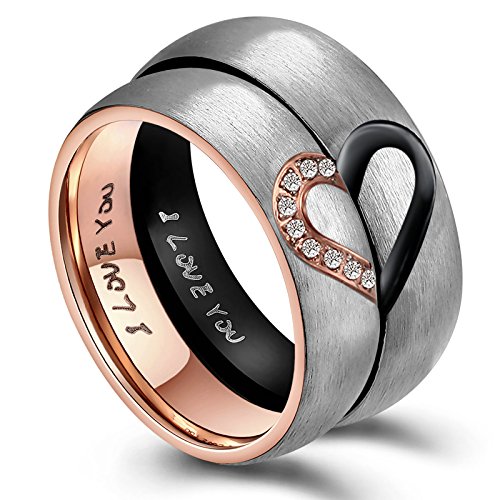 ANAZOZ Stainless Steel Heart Promise Ring Engagement Band