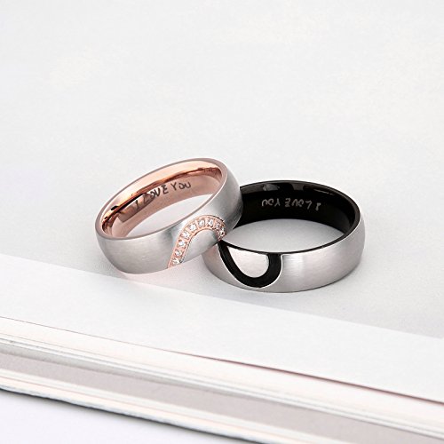 ANAZOZ Stainless Steel Heart Promise Ring Engagement Band