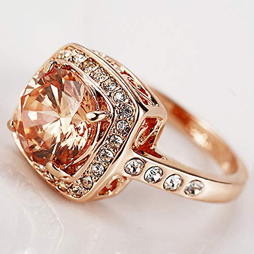 Yellow CZ Topaz Rings for Women, 18K Rose Gold