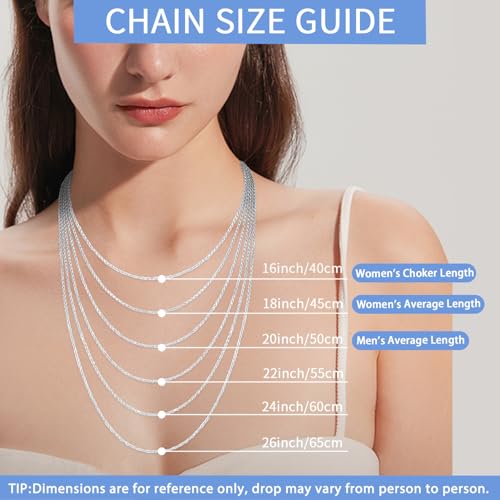 925 Sterling Silver Rope Chain Necklace for Women