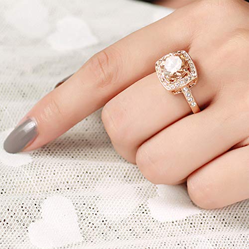 Yellow CZ Topaz Rings for Women, 18K Rose Gold