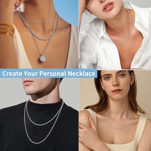 925 Sterling Silver Rope Chain Necklace for Women