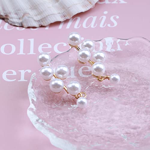 Gold chain pearl tassel statement chandelier earrings