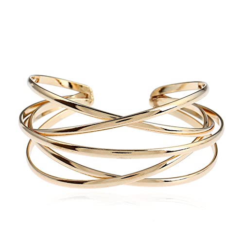 Caiyao Retro Multi-layer Wire Bangle Bracelet Gold