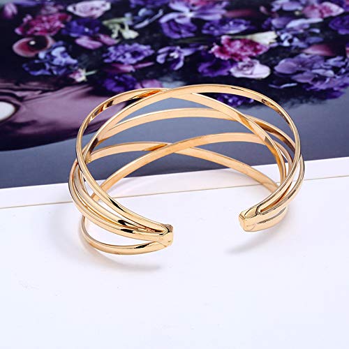 Caiyao Retro Multi-layer Wire Bangle Bracelet Gold