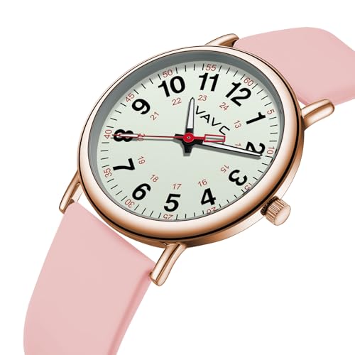 VAVC Waterproof Analog Nurse Watch with Luminous Dial