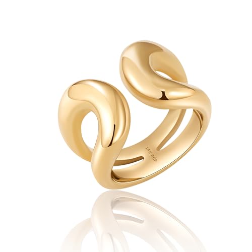 Gold Chunky Bands Ring: 14K Plated Statement Ring