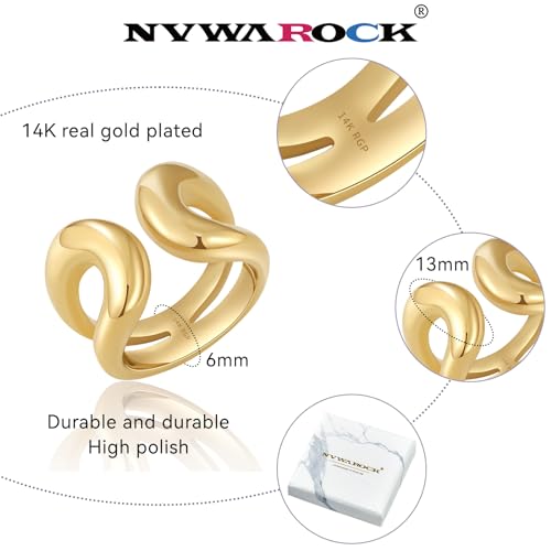 Gold Chunky Bands Ring: 14K Plated Statement Ring