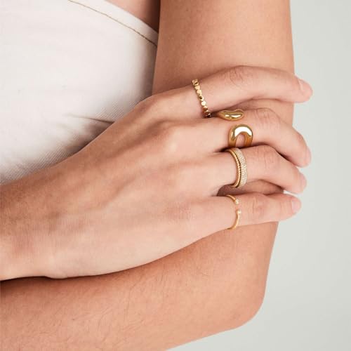 Gold Chunky Bands Ring: 14K Plated Statement Ring