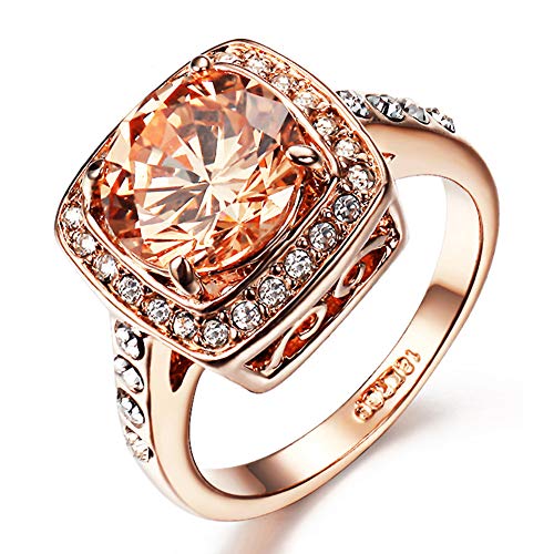 Yellow Cubic Zirconia Topaz Ring 18K Rose Gold