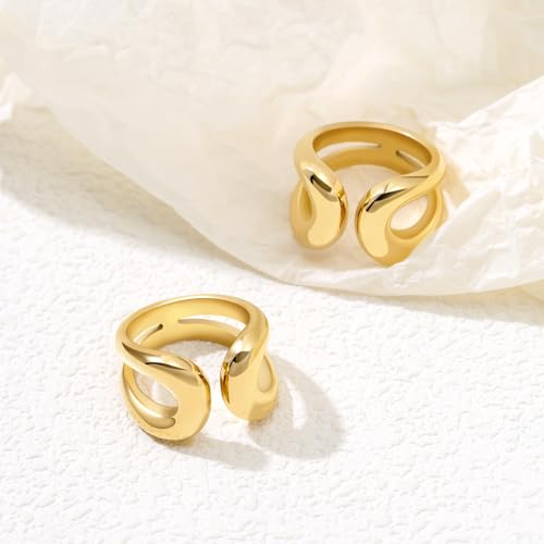 Gold Chunky Bands Ring: 14K Plated Statement Ring