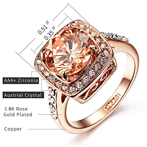 Yellow Cubic Zirconia Topaz Ring 18K Rose Gold