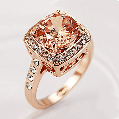 Yellow Cubic Zirconia Topaz Ring 18K Rose Gold