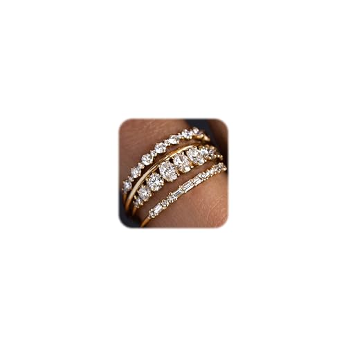 Gold Stackable Rings for Women Size 8 Non-Tarnish