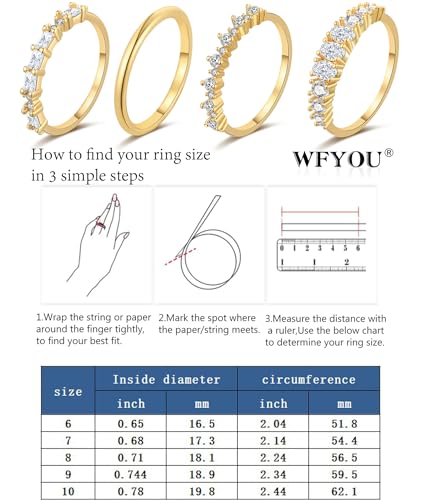 Gold Stackable Rings for Women Size 8 Non-Tarnish