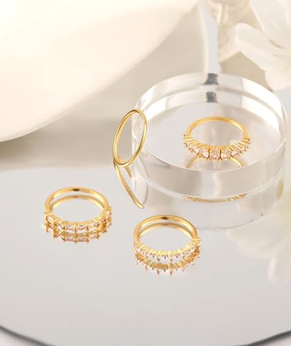 Gold Stackable Rings for Women Size 8 Non-Tarnish