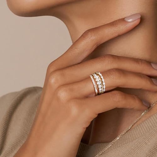 Gold Stackable Rings for Women Size 8 Non-Tarnish