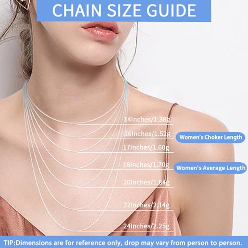 Delicate Women's 925 Silver Cable Chain Necklace, 18