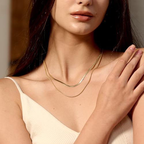 Gold Plated Layered Snake Chain Necklace for Women