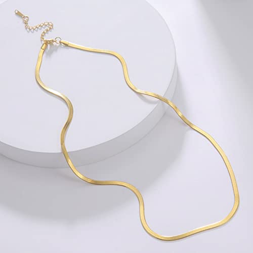 DEARMAY Dainty Gold Herringbone Chain Necklace