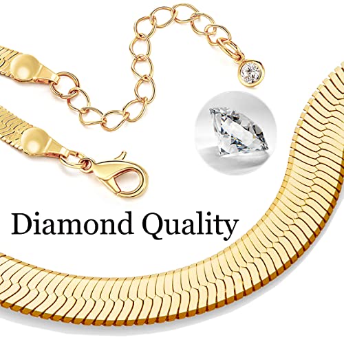 DEARMAY Dainty Gold Herringbone Chain Necklace