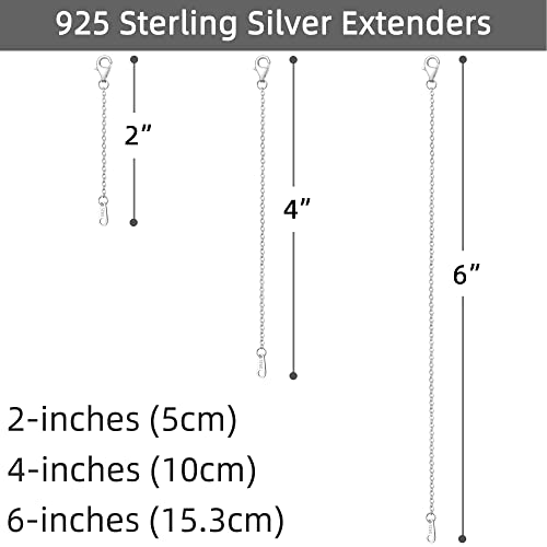 Sterling Silver Necklace Extenders - 2", 4", 6