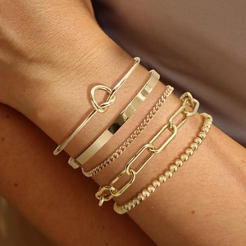 AOZEL Gold Bangle Cuff Bracelet Set for Women