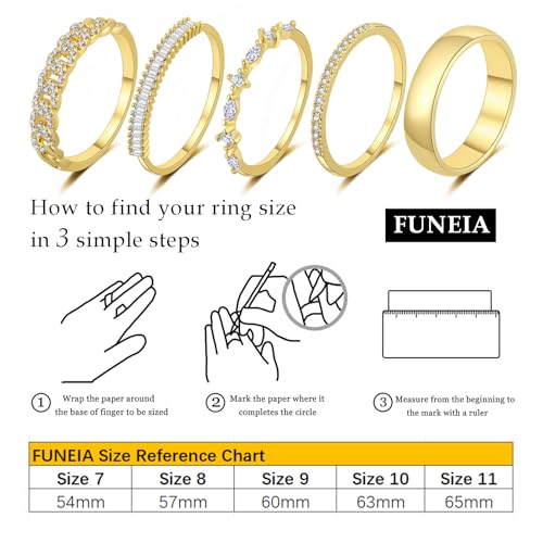 Gold Plated Cubic Zirconia Stackable Ring Set for Women