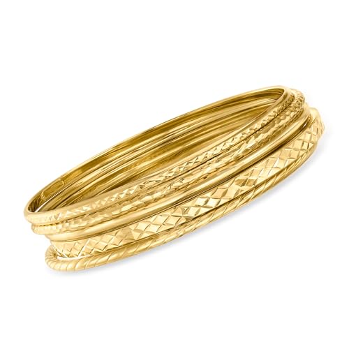 18kt Gold Over Sterling Jewelry Set: 5 Bangle Bracelets