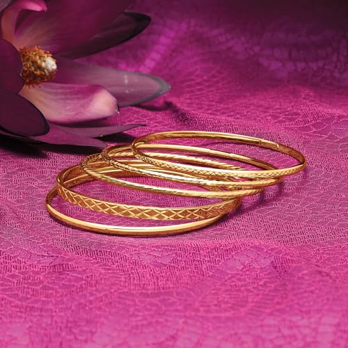 18kt Gold Over Sterling Jewelry Set: 5 Bangle Bracelets