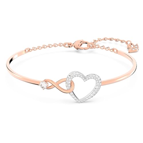 Rose-Gold Swarovski Heart Bangle with Clear Crystals