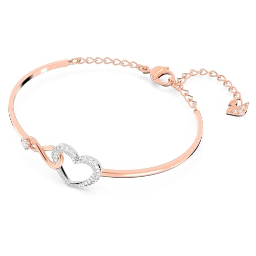 Rose-Gold Swarovski Heart Bangle with Clear Crystals